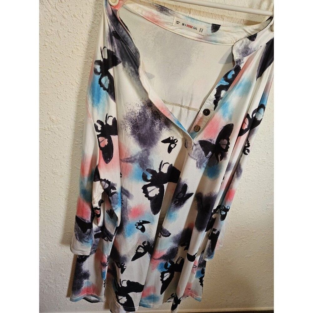 Women's NEW RoseGal Long Sleeve Black, Pink, Gray, Blue & White 5XL